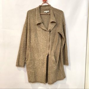 Simply Noelle Cardigan Sweater Zip Pockets Beige Brown Women Size S / M 8 - 10.